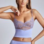 Lace Panel Cami Top in Blue Lavender
