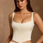 Lace-Up Corset Top in Ivory