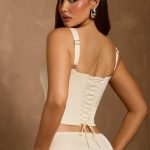 Lace-Up Corset Top in Ivory - Image 7