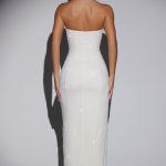 Embellished Bandeau Cowl Neck Maxi Dress in Ivory - Image 2