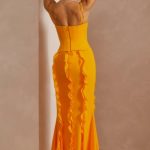 Corset Frill Skirt Maxi Dress in Tangerine - Image 2