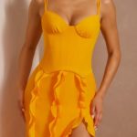 Corset Frill Skirt Maxi Dress in Tangerine - Image 4