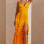Corset Frill Skirt Maxi Dress in Tangerine - Image 5