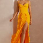 Corset Frill Skirt Maxi Dress in Tangerine - Image 6