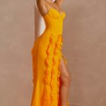 Corset Frill Skirt Maxi Dress in Tangerine - Image 8