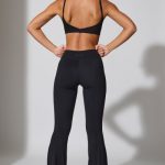 Twist Waist Flare Leggings in Black - Image 2