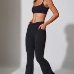 Twist Waist Flare Leggings in Black - Image 8