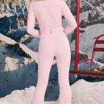 Fleece-Lined Belted Ski Suit in Pastel Pink - Image 2