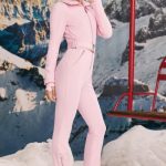 Fleece-Lined Belted Ski Suit in Pastel Pink - Image 3