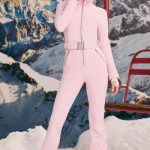 Fleece-Lined Belted Ski Suit in Pastel Pink - Image 6