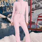 Fleece-Lined Belted Ski Suit in Pastel Pink - Image 7