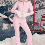 Fleece-Lined Belted Ski Suit in Pastel Pink - Image 8