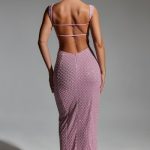 Embellished Open-Back Maxi Dress in Mauve - Image 2