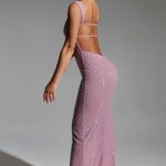 Embellished Open-Back Maxi Dress in Mauve - Image 3