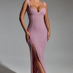 Embellished Open-Back Maxi Dress in Mauve - Image 5