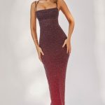 Embellished Maxi Dress in Red/Brown Ombr?? - Image 7