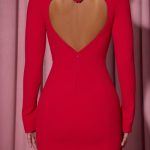 Cut-Out Heart-Detail Bodycon Mini Dress in Red - Image 6