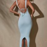 Straight Neck Low Back Maxi Dress in Mint - Image 2