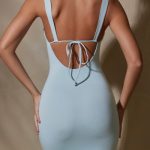 Straight Neck Low Back Maxi Dress in Mint - Image 4