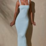 Straight Neck Low Back Maxi Dress in Mint - Image 8