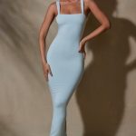 Straight Neck Low Back Maxi Dress in Mint - Image 10