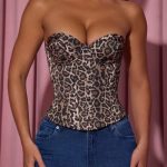 Full-Length Lace-Up Corset Top in Leopard Print - Image 4