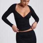 Tencel? Modal Ruched Long-Sleeve Top in Black - Image 6