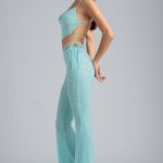 Tall Embellished Cut-Out Flared Trousers in Ice Blue - Image 3