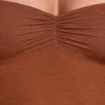 Long Sleeve Ruched Modal Cashmere Blend Mini Dress in Chestnut Brown - Image 5