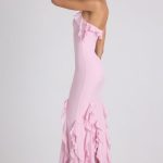 Ruffle-Trim Halterneck Gown in Soft Pink - Image 3
