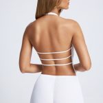 Open-Back Asymmetric Halterneck Top in White - Image 5