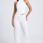 Open-Back Asymmetric Halterneck Top in White - Image 6