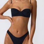 Embellished Underwired Balconette Bikini Top in Black - Image 4