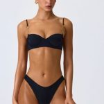 Embellished Underwired Balconette Bikini Top in Black - Image 8