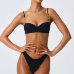 Embellished Underwired Balconette Bikini Top in Black - Image 9