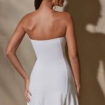 Bandeau Neckline Mini Dress in White - Image 2