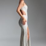 Embellished Cut-Out Fishtail Maxi Dress in White - Image 3