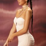 Choker Detail Ruched Mini Dress in Blush - Image 3