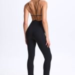 Petite Plunge Open-Back Flared Jumpsuit in Black