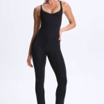 Petite Plunge Open-Back Flared Jumpsuit in Black - Image 2