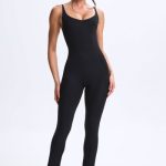 Petite Plunge Open-Back Flared Jumpsuit in Black - Image 4