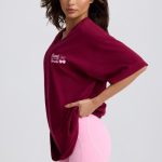 Oversized T-Shirt in Burgundy - Image 4