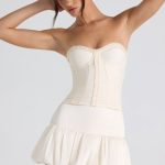 Bubble Hem Mid-Rise Micro Mini Skirt in Ivory - Image 7