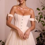 Off Shoulder Tulle Skirt Mini Dress in Ivory - Image 8