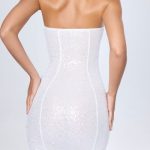 Embellished Bandeau Mini Dress in White - Image 2
