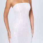 Embellished Bandeau Mini Dress in White - Image 5