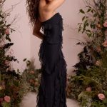Bandeau Ruffle Detail Maxi Dress in Black - Image 3