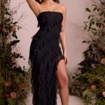Bandeau Ruffle Detail Maxi Dress in Black - Image 8