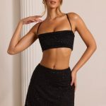 Embellished A-Line Mini Skirt in Black