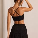 Embellished A-Line Mini Skirt in Black - Image 2